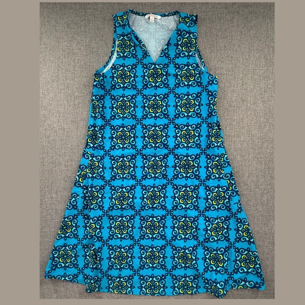 All‎ For Color Shift Dress Blue Small Sleeveless Pockets V-Neck Stretchy
